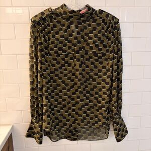 Kate spade green Geometric Patterned Blouse shirt top